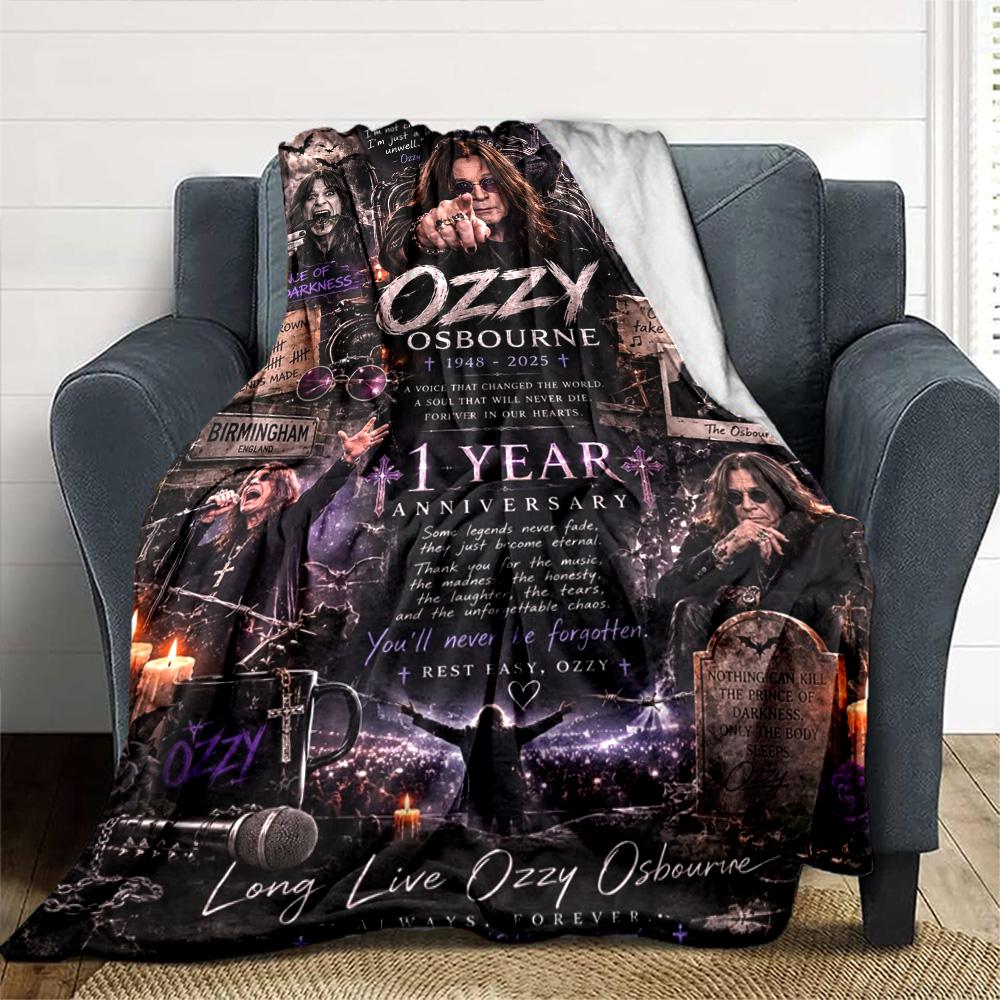 Ozzy Osbourne Heavy Metal Rock Poster Commemorativo Stampa Coperta di Flanella Morbida Calda Coperta da Divano Decorazione per la Casa per Divano Camera da Letto Viaggio