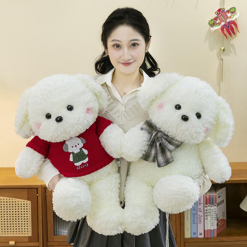 Teddy Cartoon Sweater Dog Plush Cuddly Sleeping Pillow Bow Tie Gift Kids For