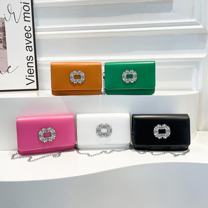 Simple rhinestone 2025 new fashion diamond-encrusted chain single shoulder crossbody small square women's bag