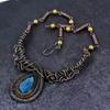 Labradorite Gemstone Handmade Copper Wire Wrap Jewelry Necklace 18" J8L36