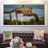Zvieratá Čiernobiela maľba na plátne Divoký leopard Plagáty a obrazy Nástenné obrazy Cuadros Living Room Home Decor Bez rámu