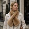 Soft Plush Cross Collar Scarf Pull Through Winter Fur Collar Plush Neck Scarf  Cold Weather Wear