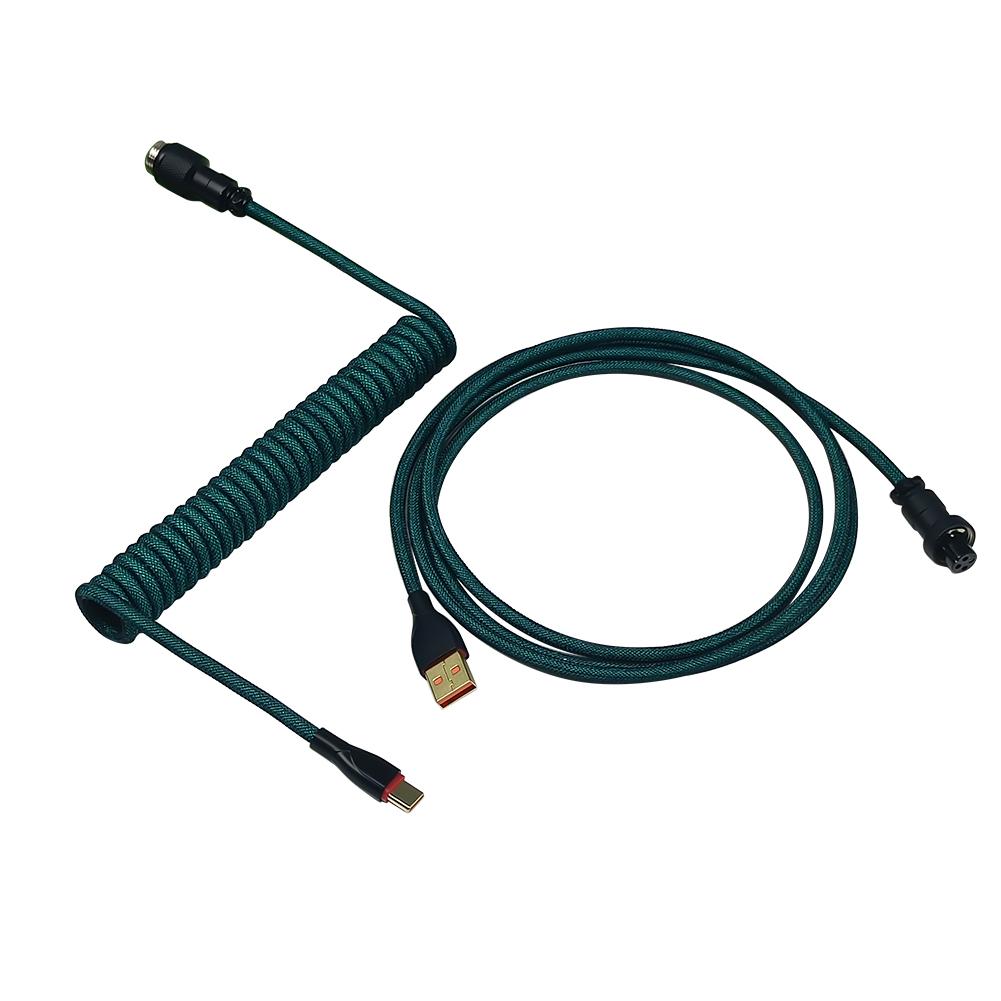 1.8m Aviation Connector 2 in 1 Type-C To USB Spiral Paracord Desktop Computer Aviation Connector Mechanical Keyboard Accessories