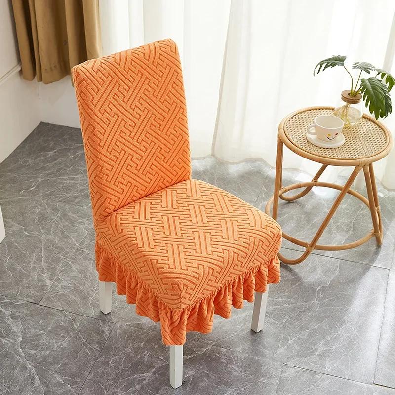 Dining Table Chair Cover Elastic Chair Covers with Skirt Bubble Banquet Chair Slipcover Stretch Chairs Skirt Home Testiles