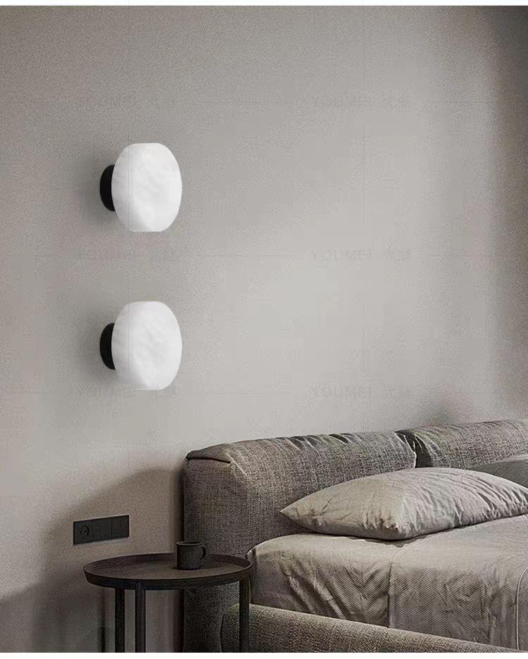 Mid-Century Modern Spanish Alabaster Wall Lamp: Nordic Style for Living Room or Bedroom