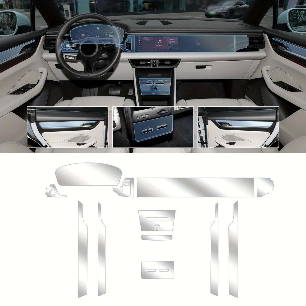 For Porsche Macan 2024 Car Interior Accessories Center Console Gear Panel Navigation Screen TPU Anti-Scratch Protective Film