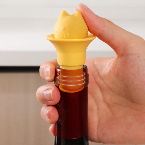 Cat Head Bottle Stopper Silicone Sealing Cap Red Wine Bottle Sealer Stopper Unique Party Wine Accessory