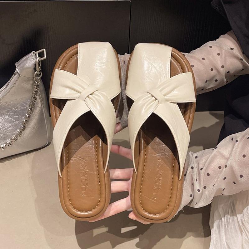 Women's Summer Bag Head Sandals Lazy One-pedal Flat-bottomed French Temperament Slippers