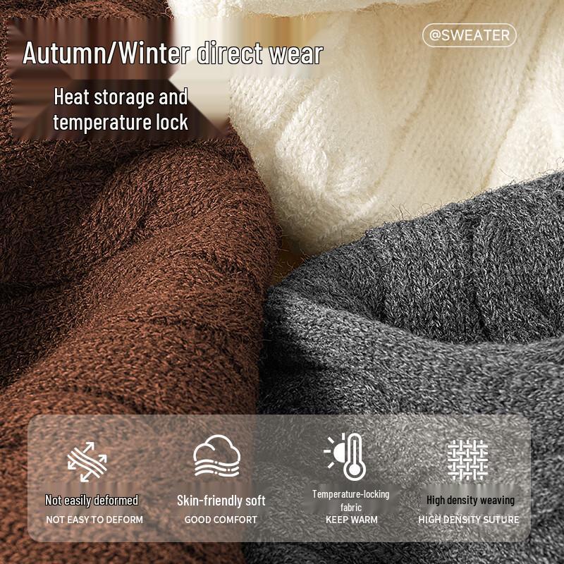 Mark Fairwhale Men's Cable Knit Round Neck Sweater