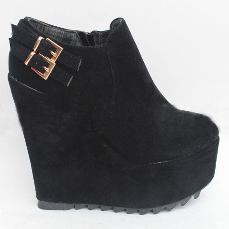 New Arrival High Heels Ankle Boots for Women 15 Cm Wedges Shoes Woman Red Black Custom Design Platform Boots Winter WSH5005