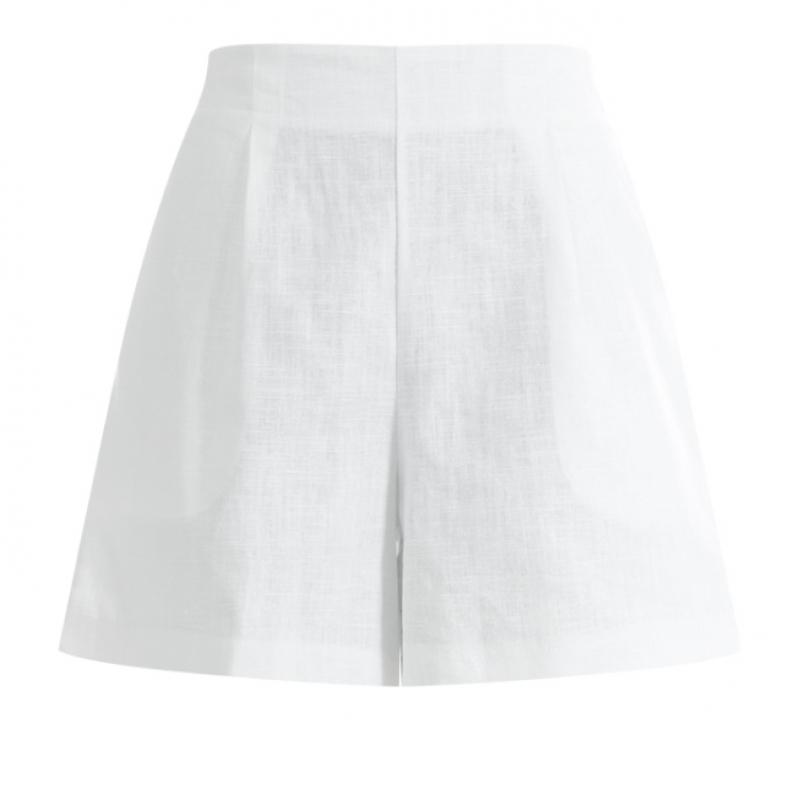 Shop Women Linen One Tuck Banding Shorts Beige Pic Wpt 1395