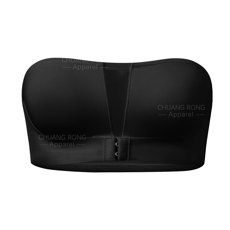 

Front buckle invisible strapless non-slip light underwear small chest shows big beauty back underwear gather to wipe bra women s bra S чёрный