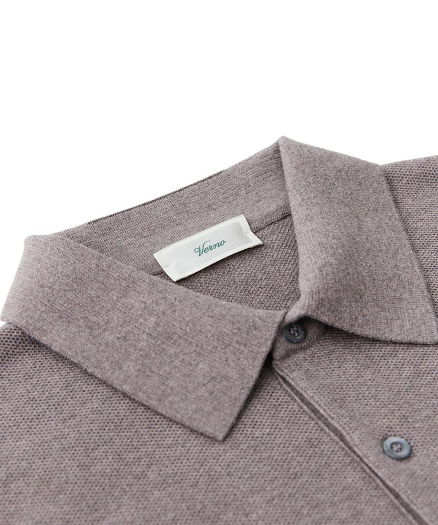 VERNO 26Ss Waffle Polo Knit Dove Gray
