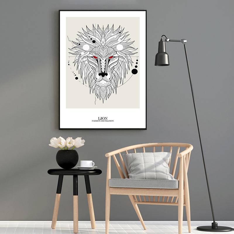 Abstrakte geometrische Tiere Leinwand Malerei Löwe Eule Wolf Poster Nordic Print Wandkunst Bilder für Wohnzimmer Moderne Wohnkultur