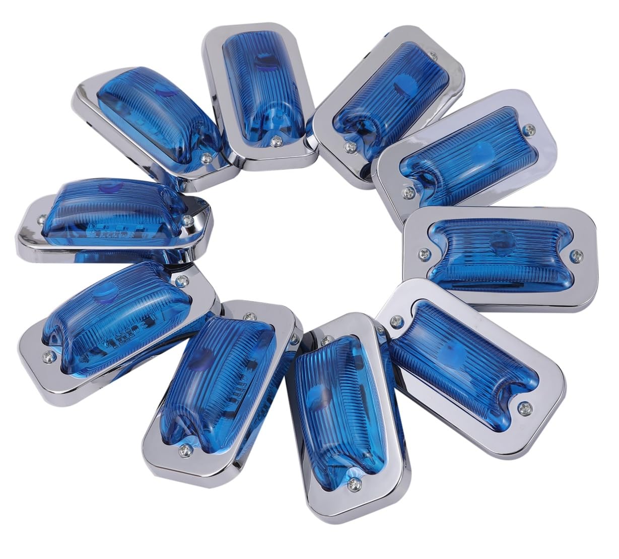 

LED 24V Square Side Marker Lamp, Set of 10 Open Front Glass Lens Lights синий