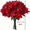 1/3Bundles Red Christmas Artificial Poinsettia Flower Bouquets for Christmas Home Garden Table Vase Decoration Wedding Flowers