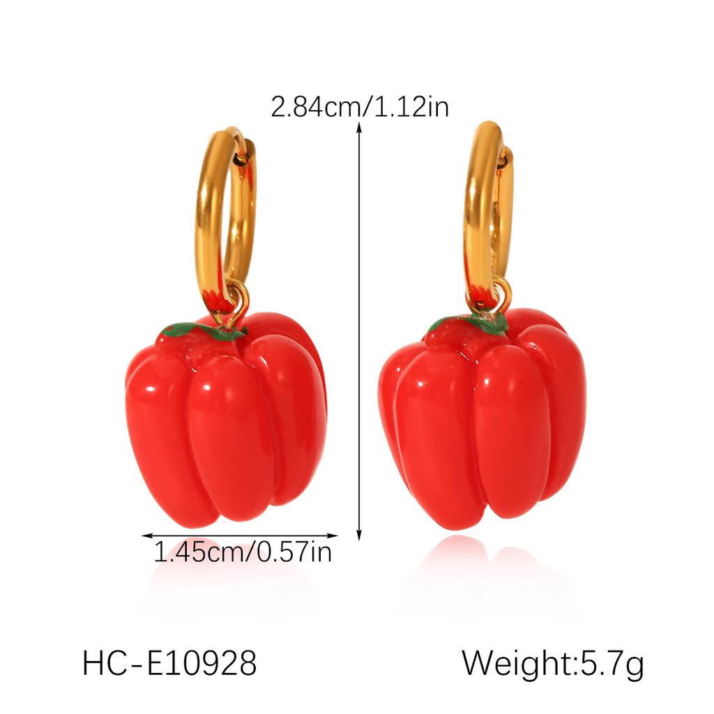 Hoop earrings, niche fruit drop earrings, pineapple orange, titanium steel ear jewelry, versatile and unique earrings