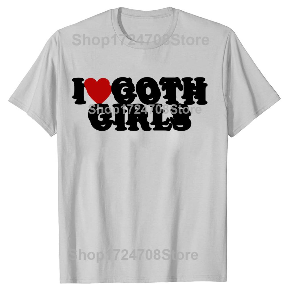 Lustiges Ich liebe Goth-Mädchen Rotes Herz Grafik T-Shirts T-Shirt Herren Damenmode Lässig Übergroß 100% Baumwoll T-Shirt