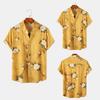Men Summer Hawaiian Shirt Floral Leaves Print Streetwear Chic Single Breasted Thin Shirt