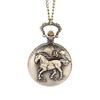 Hollow Out Horse Vintage Carved Quartz Pocket Watch Clock Fob With Chain Pendant Necklace Gifts Relief Watch With Numerals