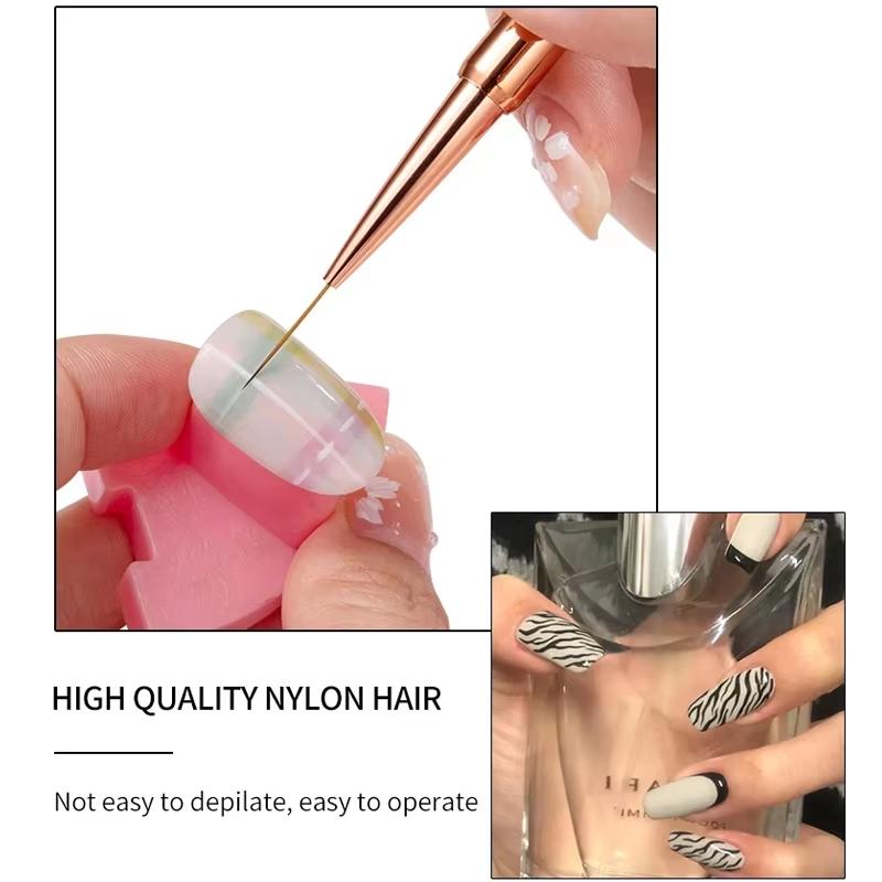 Five-piece set of double-headed metal nail brushes, ladies' nail brushes nail oil brushes nail tool cleaning brushes nail design