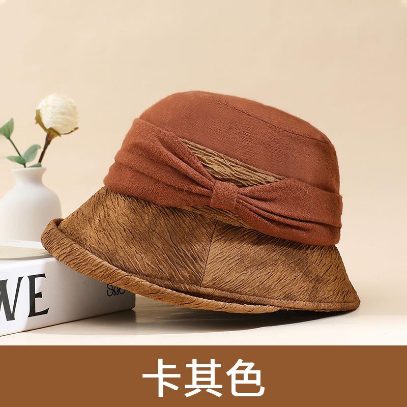 Autumn and Winter Mother Hat Women's New Middle-aged Bucket Hat Fashion Casual Old Lady Basin Hat Warm Versatile