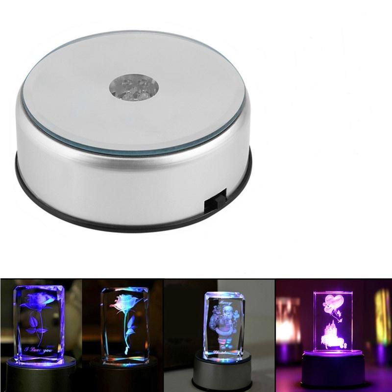 4 LED Světelná základna Světlo Skleněné Transparentní předměty Displej Laser Barevná kulatá základna stojanu