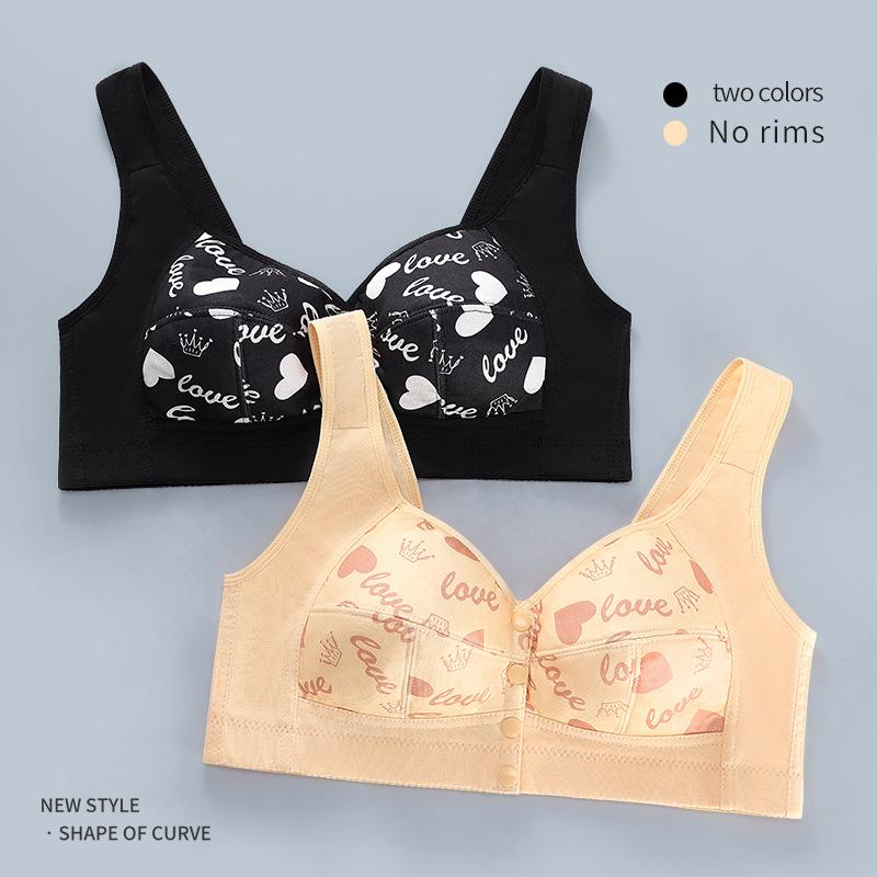 A-G cup 36--52 super large size printed bra popular in Europe and America, large cup front buckle underwear