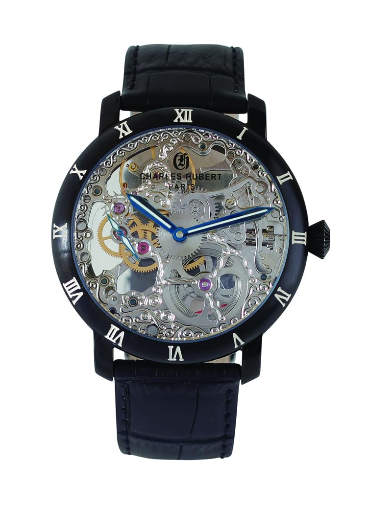 

Mechanical Manual Winding Skeleton Watch Black [Charles Hubert] 4038-A Men s
