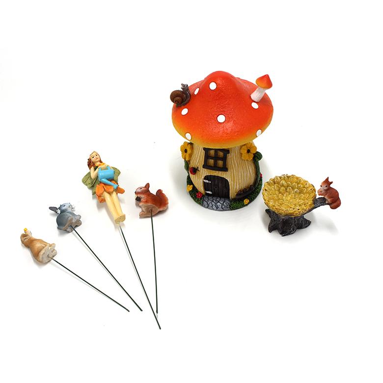 

1 комплект Креативная миниатюрная статуэтка домика феи для миниатюрных горшков, кукольный домик феи, грибной домик, милая мультяшная маленькая смола Cr