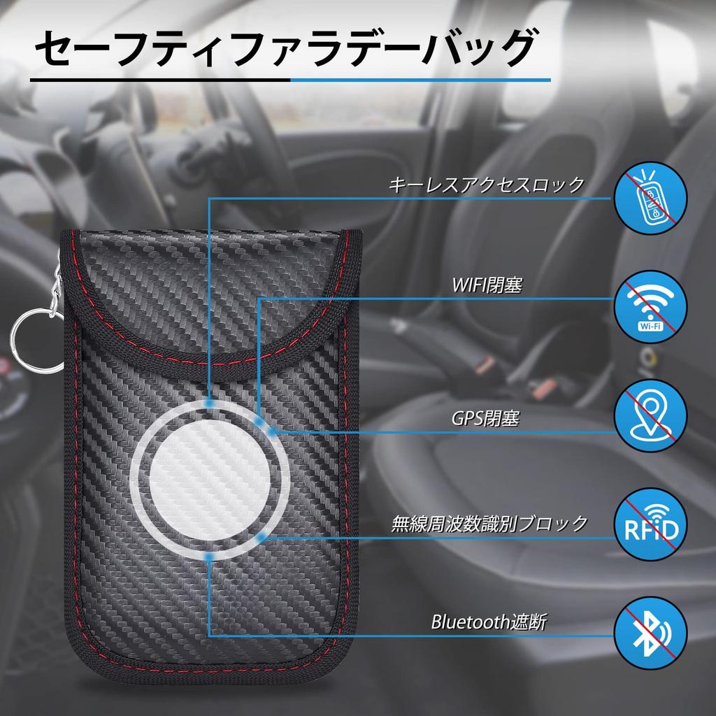 WHonor Relay Attack Prevention Key Case, Radio Blocking Pouch, Car Anti-Theft, RFID Blocking Durable, 3D Carbon Material, Black, M, Anti-theft