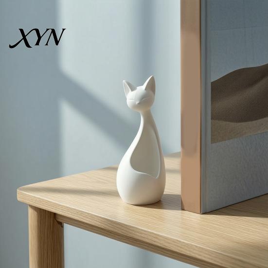 Desktop Succulents Holder Cute Cat-Shaped Sculpture, Hollow Out Ceramic Kitty Flower Pot with Smiling Face, Adorable Modern Planter Decor &