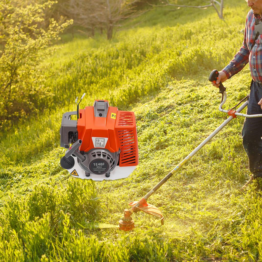 63CC High Performance 2-Stroke Gasoline Power Engine, Red, Hand Pull Start, Air Cooled Single Cylinder, Powerful & Reliable