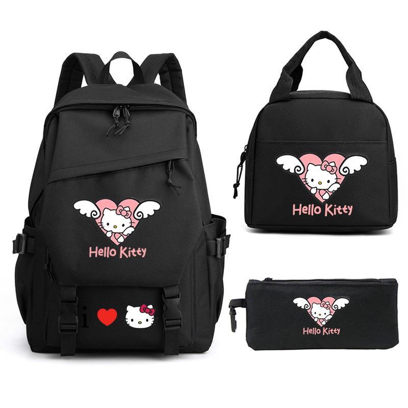 

Милый рюкзак для школы с принтом Hello Kitty, набор из трех предметов, студенческий пенал, набор ланч-бокса No specifications