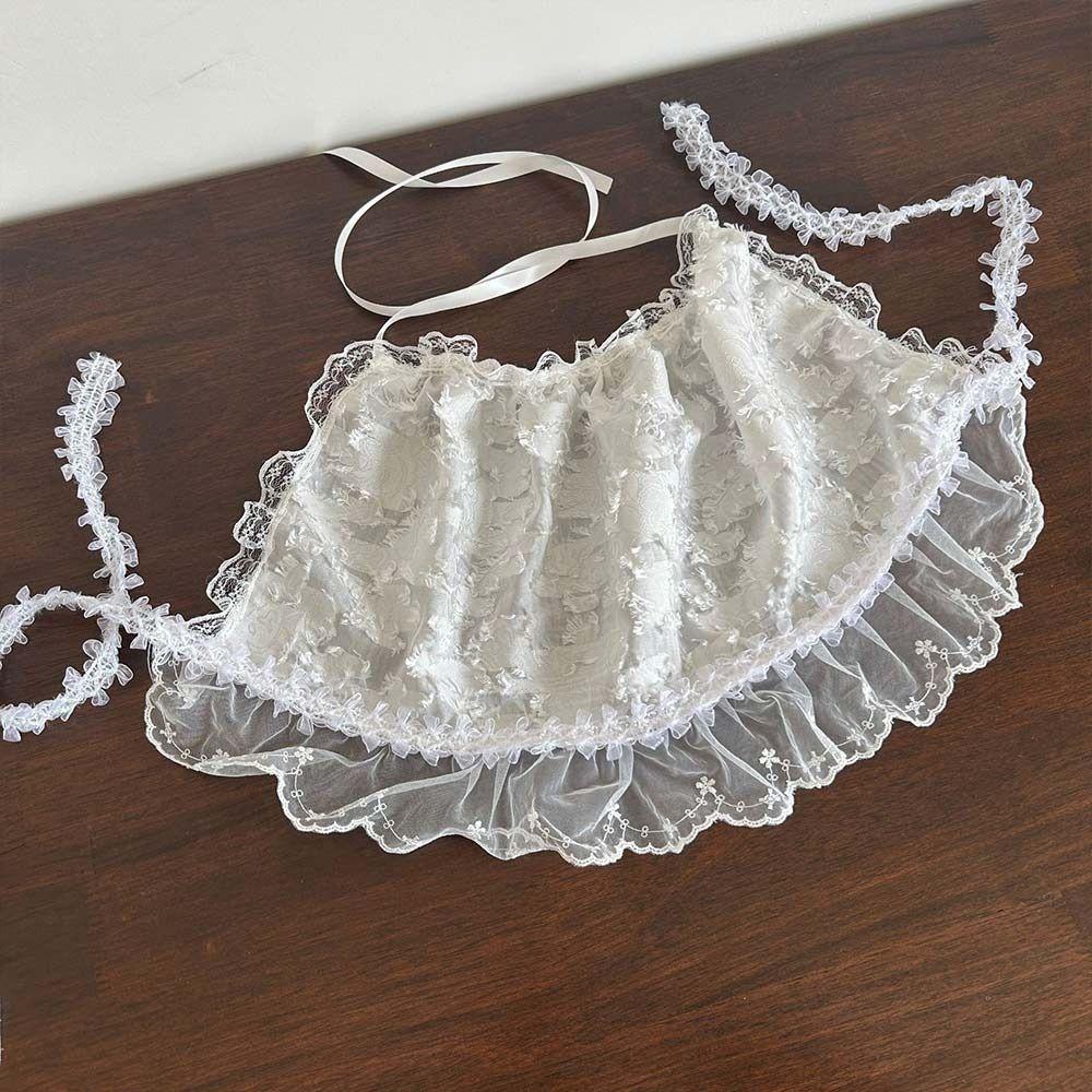 White Lolita Headscarf 3D Butterfly Lace Hair Band  Travel Beach Picnic Photoshoot