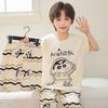 Boys Cotton Short Sleeve 3-Piece Pajama Set Sleepwear Kids Teens Cartoon Print Lightweight Home Wear