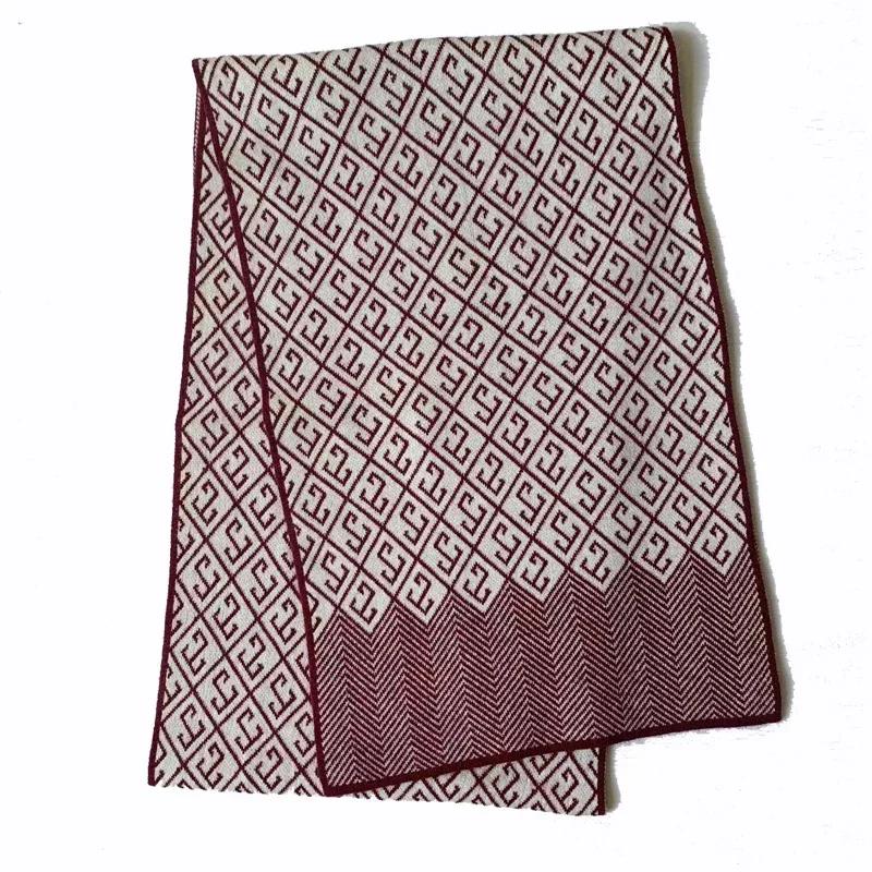 High Quality Classic Design Men's Scarf Autumn Winter Imitation Cashmere Dady's Muffler Business Jacquard Thermal Scaves Male