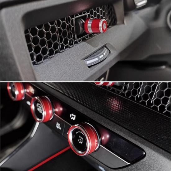 7Pcs Console Air-Condition Adjust knob Red Trim Cover For Honda CRV CR-V -24