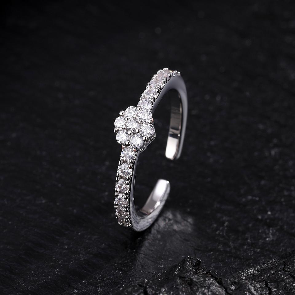 ZAKOL Light Luxury Round Zircon Inlaid Thin Ring for Ladies Simple Fashion Versatile Wedding Engagement Party CZ Zircon resizable