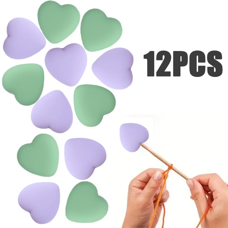 8/10/12PCS Multicolor Heart Stitch Needle Tips Stoppers Silicone Knitting Needle End Caps Cute Knitting Needle Point Protectors