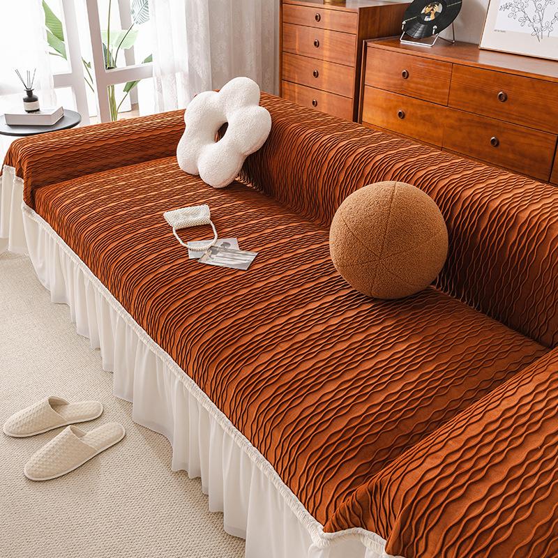 Netherlands Velvet Sofa Towel Skirt Lace All-Inclusive Sofa Cover Dust Cover Living Room One-Piece Sofa Large Cover Cloth