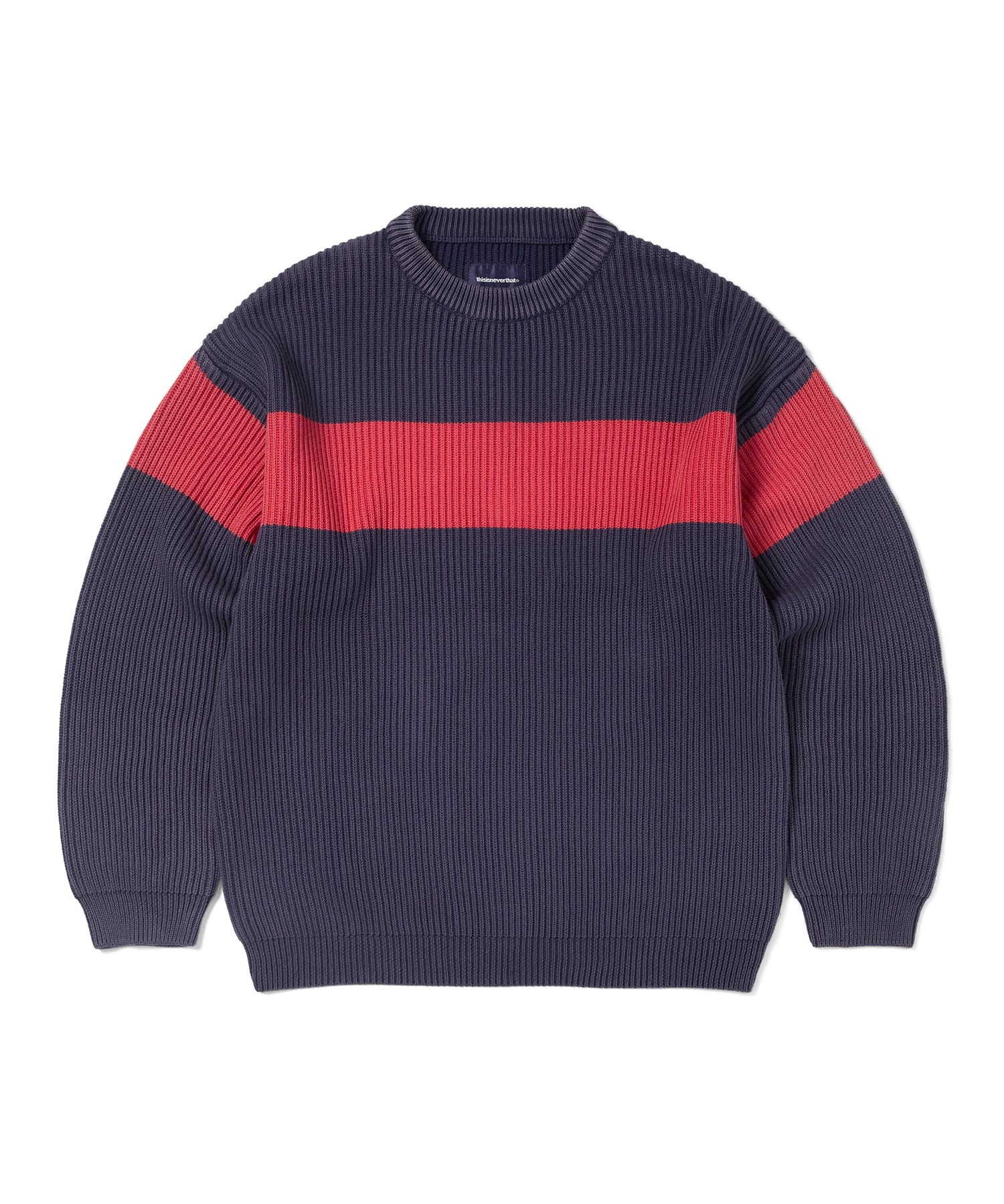 This Is Never That Washed Block Knit Sweater Navy S