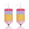 Teacher's Day Apple Pencil & Rocket Book Earrings with School Elements