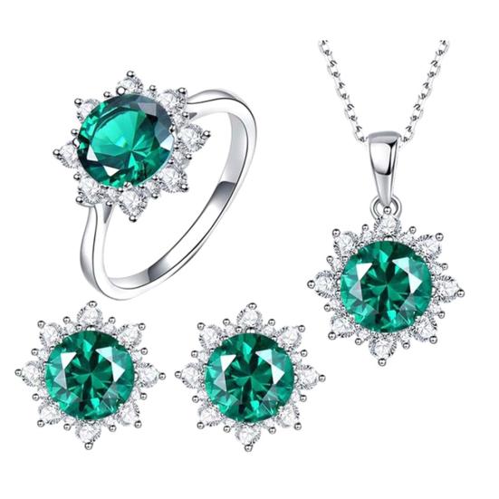 Ensemble de bijoux pour femmes, pendentif flocon de neige en zircone cubique, collier, boucles d'oreilles, bague