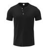 Men's Textured Ribbed Quick-Dry Short Sleeve Henley Shirt.
