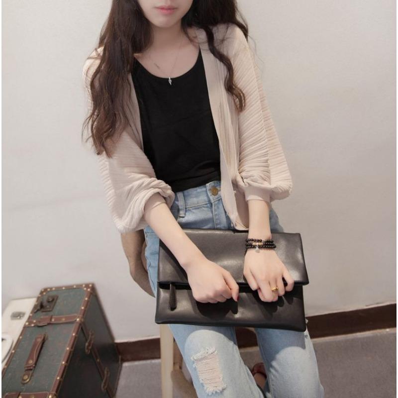 Lockere Sonnenschutzkleidung im koreanischen Stil, Klimaanlagen-Shirt, Frühlings- und Sommer-Laternenärmel-Schaljacke, Strandjacke, Strickjacke