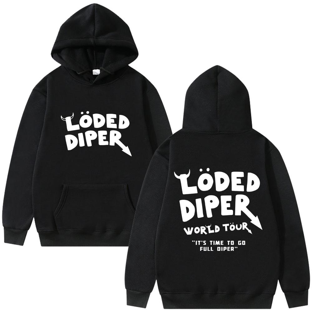 Loded Diper World Tour Hoodie Men Women Clothing Vintage Rock Oversized Streetwear Men's Casual Fleece Hoodies