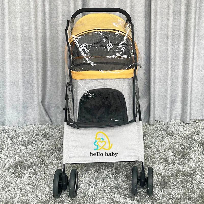(Pouze dešťový ceover, bez košíku) Venkovní průhledný vozík pro domácí mazlíčky EVA pláštěnka odolná proti dešti a prachu kočičí a psí vozík pončo