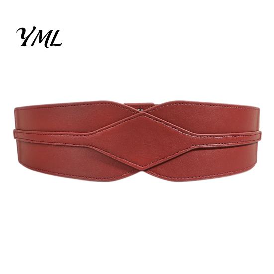 Stylish Waist Corset for Date Parties Women's Faux Leather Belt, Wide Elastic Waistband with Metal Trendy Accessory Dresses Buckle, No-Hole
