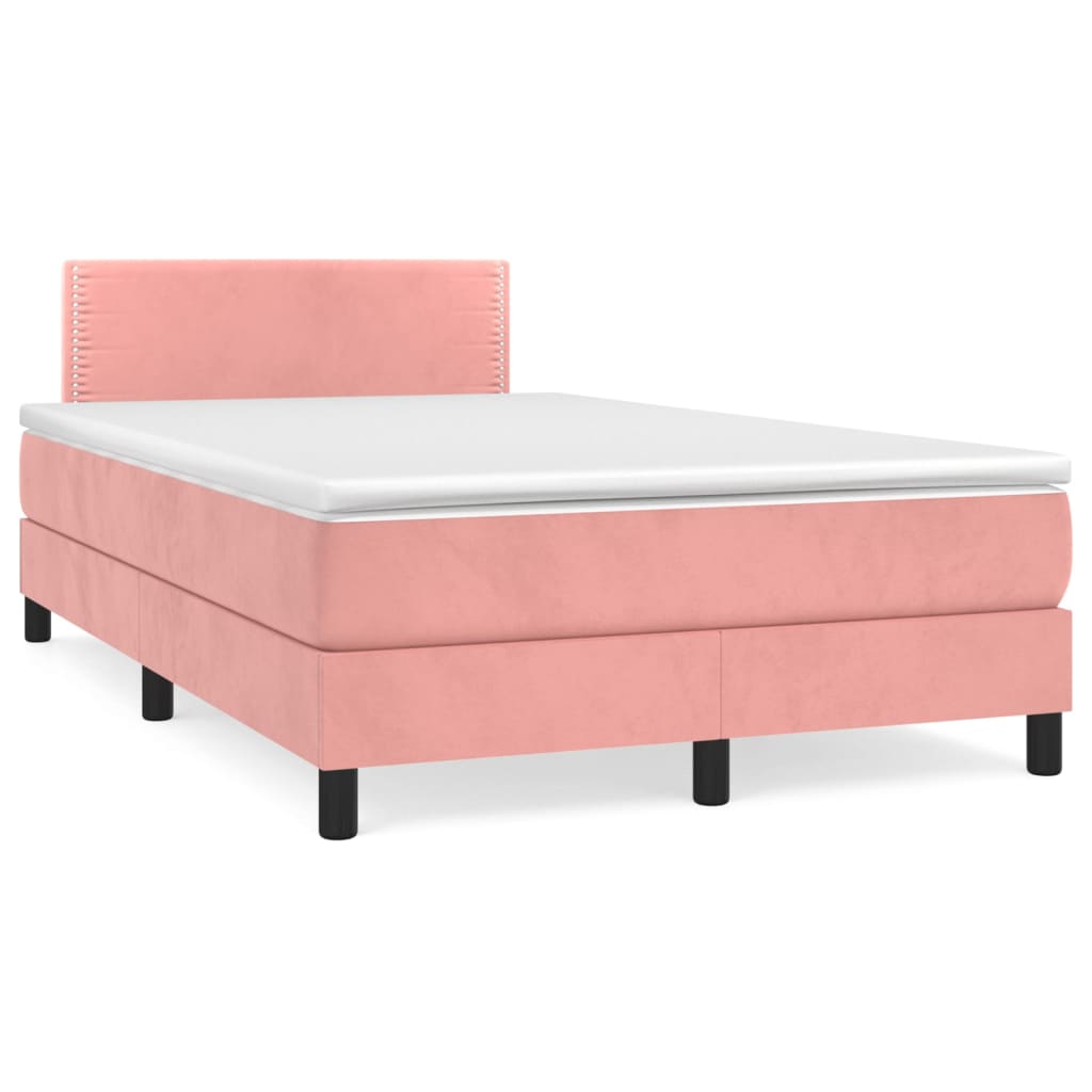 Box Spring Bed with Mattress Pink 120 x 200 cm Velvet